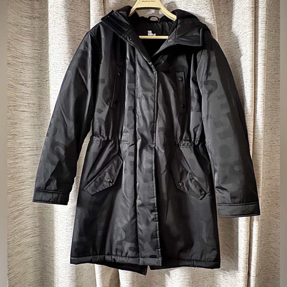 The Kooples Logo Hooded Parka/Coat, Black, NWT, Women Size 0